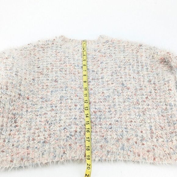 Lush Lovely Time Blush Pink Fuzzy Cropped Oversized Knit Sweater Size Large - Picture 6 of 7